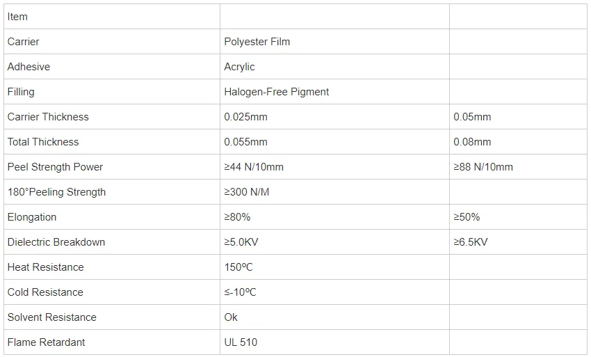 Polyester Acrylic Adhesive Tape For Cable Insulation