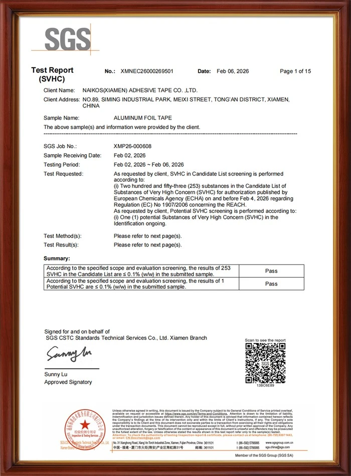 REACH Test Report(Aluminum Foil Tape)
